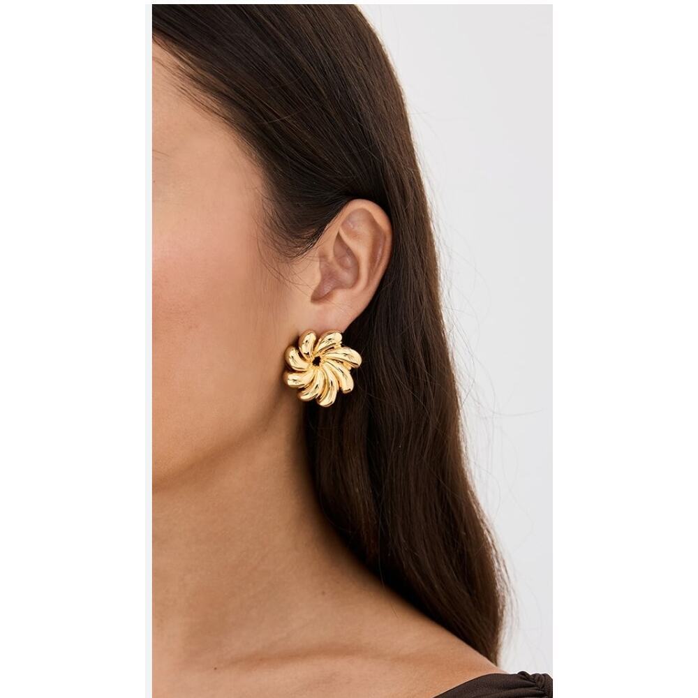 Lele Sadoughi Pinwheel 14K Gold-Plated Button Earrings - Picture 2 of 6